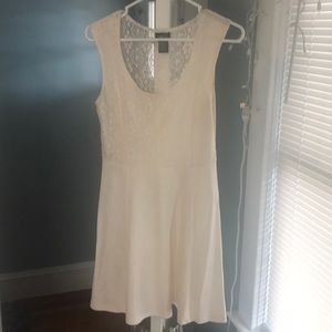 White flowing Summer skater dress with lace top